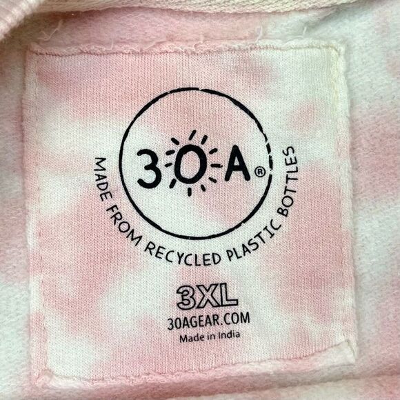 30 A Recycled Plastic Pink White Tye Dye Cropped Sweatshirt 3XL - Picture 10 of 12